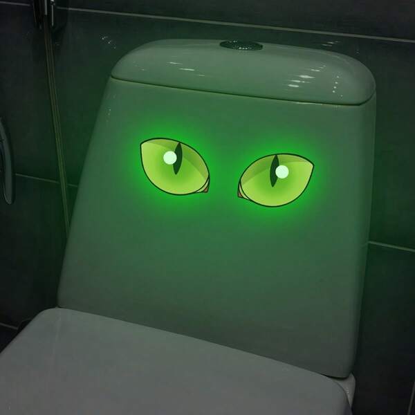 1 Pc Glow In The Dark Green Toilet Seat Decal - Removable Waterproof Self-Adhesive Sticker For Bathroom, Living Room, Bedroom And Office Wall Decor Eye-Catching Glowing Design For Smooth Surfaces