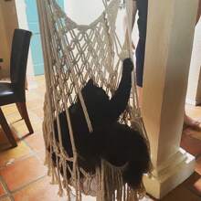 1 件 Macrame 猫吊床，波西米亚风格吊床，手工编织流苏壁挂挂毯，适合所有季节的猫秋千，不包括垫子