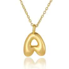 One Piece Bubble Letter Necklace Gold Plated Necklace Initial Necklaces For Women Girls Dainty Bubble Alphabet Pendant Personalized Jewelry Gift