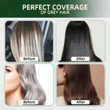 Dark Brown Hair Color Shampoo For Gray Hair 500ML Instant Hair Dye Shampoo For Men & Women-3 In 1 Color Shampoo+Natural Black Hair Color Shampoo For Gray Coverage+True Sons Hair Dye Foam For Men, 3 In 1 Herbal Hair Shampoo For Women And Men, 500ML - 黑色 - 查看 3