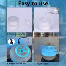 1 件装静音 700ML 台式加湿器，带彩色夜灯 - 持续喷雾，USB 供电，适用于卧室和各种房间类型，卧室加湿器，雾量大，安静的氛围 - 白色 - 查看 10