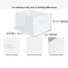 YUKOOL 3-Packs Foldable Storage Baskets For Shelves, Fabric Closet Storage Bins With Handles, Large Clothes Organizer Laundry Baskets, Miscellaneous Items,Toys,Books,Clothes Organizer,White