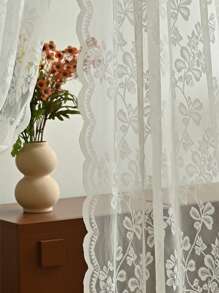 1pc Korean Style Floral Door Curtain With Rod, Modern Minimalist Lightweight, Breathable And Translucent, Suitable For Living Room, Kitchen Decoration,Fall Decor,Autumn Decor,Room Decor - Multicolor - View 5