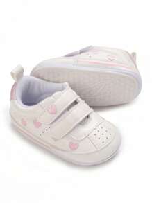 Newborn Infant Girl Heart Shaped Soft Rubber Sole Pre-Walker Sneakers