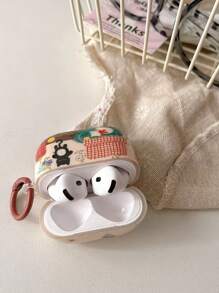 Retro Ditsy Floral Cat Pattern Premium Protective Case Compatible With 1/2, 4 Silicone Earphone Cover, Pro, Apple Wireless Bluetooth 3 Headphone Box