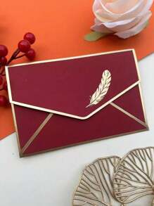 Gold Foil Greeting Cards Envelopes, Featuring Gold-Trimmed Design, Suitable For Weddings, Wedding Decorations, Graduations, Birthdays, Birthday Cards, Parties, Valentine's Day, Invitations - Dark Red - View 12