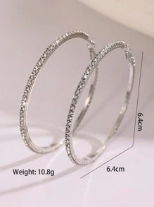 Conjunto de 4 piezas de pendientes de aro de metal dorados y plateados con decoración de diamantes de imitación, elegantes y minimalistas, adecuados para vacaciones, citas y uso diario para mujer