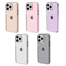 Capa Glitter para iPhone11 12 13 14 14 15 16 Full Protect, Silicone Transparente, Capa Traseira Dura - Transparente - Visão 2