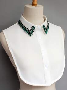 1 pièce col détachable de luxe haute qualité avec strass brillants, accessoire de mode élégant et polyvalent pour blouse, convient pour le printemps, l'été, l'automne et l'hiver