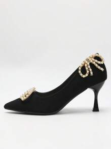 DIY Faux Pearl Shoe Flower Decor, Suitable For High Heels - Gold - View 3