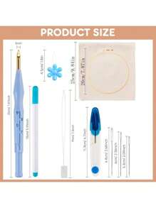 1 Set Punch Needle Kit, Adjustable Punch Needle Tool, Embroidery Pen Set, Hoops, Punch Needle Fabric, Perfect For Beginner Adults, Decorative And Gift (Random Color) - Multicolor - View 11