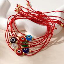 7pcs Colorful Evil Eye Beaded Bracelet, Bohemian Style Woven Rope Bracelet With Glass Crystal Beads - 7pc Demon Eye - View 2