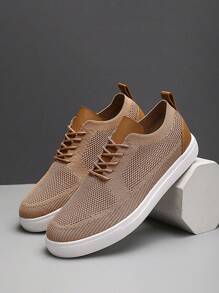 Men Casual Sport Sneakers, Low-Top Breathable Fabric Men's Flat Skateboard Shoes, Retro Solid Color Men's Mesh Casual Shoes, EVA Soft Bottom Lightweight Outdoor Street Skateboard Shoes