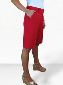 Paulo Due Smart Pleated Tailored Shorts - Red - View 4