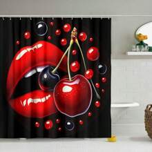 Luxurious Red Lip Shower Curtain - Polyester Fabric, Waterproof, And Washable - Multicolor - View 3
