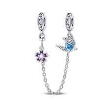 1 件镀银春燕吊坠飞燕安全链蜗牛小花伞大象蝴蝶结吊坠适合原创蛇手链项链手链珠子 DIY 珠宝制作送给女朋友的奢华礼物