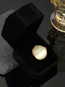 1pc Retro Chic Oversized Cat Eye Stone Ring, Unique Personalized Accessory Suitable For Men & Women, Everyday Wear Or Holidays