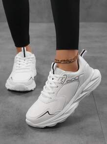 Sapatos Esportivos Casuais Elegantes e da Moda para Escritório Feminino, Novo para Primavera e Outono, Sola Macia, Confortáveis, Sapatos Casuais Chics Franceses de Mãe com Função Antidolorosa e Antiderrapante, Adequado para Viagem, Festa, Escritório, Interno e Externo, Pode Combinar com Saias, Roupas Casuais, Sapatos Casuais Brancos