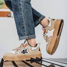 Men's Shoes 2025 Spring New Star Shoes Casual Fashion Shoes Men's Thick Soles Anti-Slip Wear-Resistant Sports Shoes - 棕色 - 查看 10