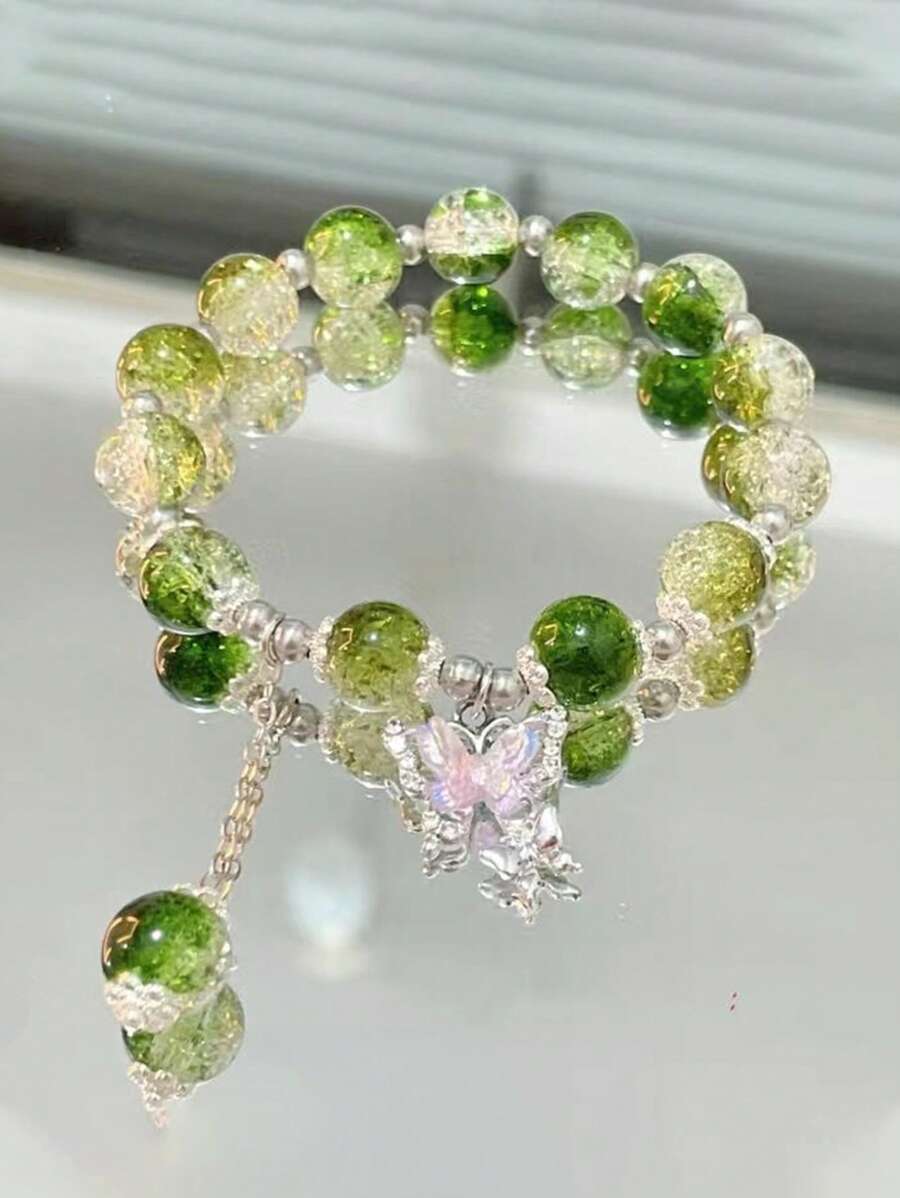 1 Stück minimalistische graue Mondstein Naturkristall Armband, vielseitiges und elegantes Accessoire geeignet für Mädchen