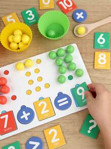 1pc Wooden Children's Puzzle Early Education Bead Number Decomposition Arithmetic Learning Puzzle Toy Color Cognitive Arithmetic Matching Children's Early Education Game Exercise Children's Hand-Eye Coordination And Concentration And Thinking Development Ability Suitable For Parent-Child Interactive Bead Game