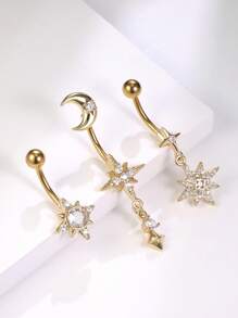 Leocuci Cute Belly Buton Rings Dangling Star 14G Stainless Steel Belly Button Ring For Women Body Piercing Jewelry Navel Rings