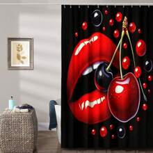 Luxurious Red Lip Shower Curtain - Polyester Fabric, Waterproof, And Washable - Multicolor - View 4