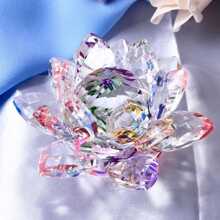 Crystal Lotus Flower Figurine Home Wedding Decoration Glass Craft Collection Paperweight Table Ornaments Souvenir Gifts