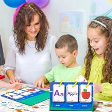 78pcs Montessori 3D Alphabet Flashcards 29.7cm/11.7in - Double-Sided Matte Laminated Early Learning Kit For Home/Nursery/Montessori, Waterproof ABC Cards With Animals/Plants/Shapes, Educational Gift For New Parents/Teachers (21.3x8.38in Compact Design)