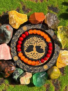 8毫米橙色石英，红色渐变，财富宝石弹力手链 - 寓意繁荣祝福，适合任何场合的完美礼物 - 彩色 - 查看 3