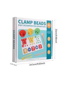 1pc Wooden Children's Puzzle Early Education Bead Number Decomposition Arithmetic Learning Puzzle Toy Color Cognitive Arithmetic Matching Children's Early Education Game Exercise Children's Hand-Eye Coordination And Concentration And Thinking Development Ability Suitable For Parent-Child Interactive Bead Game