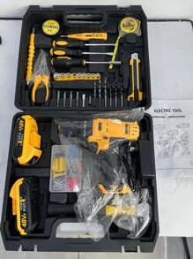 Cordless Drill, Cordless Drill Tool Box With Battery, Drill Bit Set, Basic Tool Box, 25+1 Torque Settings, For Screwdriver, Drilling, Home Improvement, Hand Repair - Multicolor - View 10