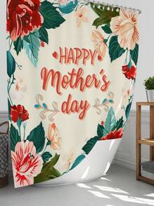 1 件/4 件母亲节花卉浴室装饰套装，带 12 个挂钩的防水浴帘，防滑浴室垫，U 型马桶垫和圆形马桶座套，适合所有浴室场合 - 彩色 - 查看 3