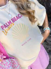 Una camiseta de cuello redondo informal con estampado para niñas y niños pequeños en verano - Una hermosa camiseta con estilo de arte de conchas que inspira la imaginación y la expresión personal. Ropa de niña, camisetas gráficas de verano, ropa de niña preadolescente