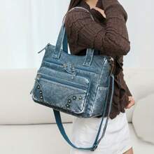 1PC Retro Women'S Handbag With Detachable Shoulder Strap And Multiple Pockets Suitable For Daily Matching Or Work Use - Multicolor - View 3