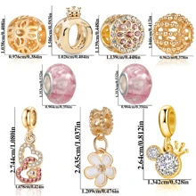 9pcs Set, European & American Style Craft, Multi-Design Set, Exquisite & Versatile, Cute Crown, Loving Heart, Pearl Mermaid Tail, Heart Ceramic Beads Pendant, DIY Bracelet & Bangle Accessory - Hollow Heart Five-petal Flower Set - View 6