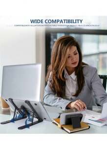 Adjustable Laptop Stand, Foldable Laptop Riser Cooling Pad For Notebook, Tablet, Gaming Laptop - Black - View 2