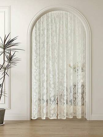 1 st blommig dörrgardin i koreansk stil med stång, modern minimalistisk lätt, andningsbar och genomskinlig, lämplig för vardagsrum, köksdekoration, höstdekor, rumsdekor