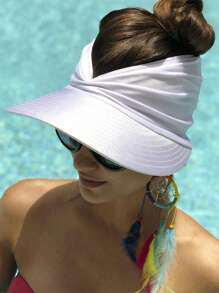 Sombrero de sol plegable de poliéster de ala extra ancha para mujer, con protección UV, sombrero de playa elegante con correa para la barbilla ajustable y a prueba de viento, sombrero de sol de verano empaquetable, liviano y transpirable