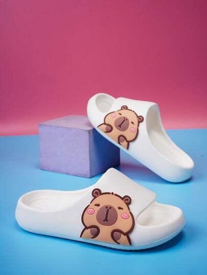 Kids' Foam Slippers,Lightweight Anti-Slip Soft Bottom Cute Slip-On Sandals, Quick Drying Simple Solid Color Thick Sole Beach Slippers For Boys And Girls