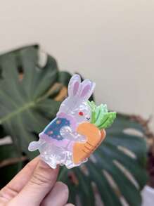 Easter Cute Small White Rabbit & Carrot Decor Hairpins, Cartoon Animal Hair Clips Hair Claws Claw Clips Hair Jaw Clip Hair Clamps Hair Clutch Hair Catcher Clip - Multicolor - View 3