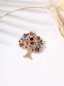 闪闪发光的多色水晶许愿树胸针，优雅的叶形胸针为任何服装增添节日气息，非常适合日常穿着或派对，适合深蓝色服装和配饰，适合女性的多用途珠宝礼物 - 混色鑽胸針 - 查看 4