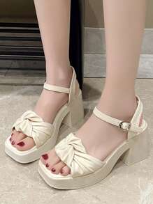2025 Lightweight Thick-Soled Wrinkled Fashion High Heel Sandals, Mesh Surface Soft Material, Lightweight Fashionable High Heel Platform Sandals, All Seasons Spring/Summer/Autumn/Winter New Style Plus Size Women High Heel Sandals, Comfortable Beautiful Sexy Low Price Women Sandals, High Heel Sandals, Wedge Sandals, Casual Sandals, Athletic Sandals