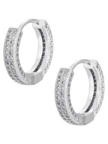 1 Pair Elegant Full Crystal Minimalist Versatile Hoop Earrings, Fashion Suitable For Men & Women, Suitable For Parties, Gatherings, Daily Wear, Performances - View 2