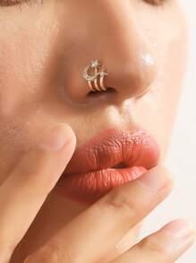 1 件时尚月亮形无孔鼻夹女士节日 - 金黃色 - 查看 1