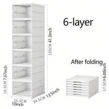 1 件 - 节省空间 3/6 层免安装折叠鞋架 - 自立式防尘收纳盒带盖，可堆叠易安装透气鞋盒，塑料鞋柜，防尘家用收纳盒，大容量节省空间神器 - 白色 - 查看 13