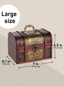 3 件套小型木质花形装饰盒，复古风格装饰箱，适合珠宝纪念品、硬币收藏和家居装饰（3 种不同尺寸），旅行收纳整理器，适合返校季