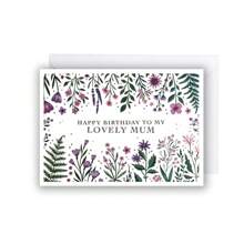 Tarjetas de cumpleaños para mamá - Tarjetas de cumpleaños feliz con flores - Tarjetas con flores - Tarjetas de cumpleaños divertidas - Flores de jardín rosadas y moradas - Regalos de cumpleaños para mamá