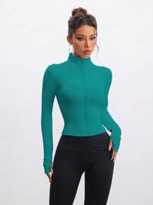 FWH Women's Fashion Yoga Outdoor Running Commuting Dating Sun Protection Essential Stretch Comfortable Back-Shaping Abdominal-Toning Slimming Fitness Retro High-End Street Elegant Sportswear Running Workout Wear Zipper Stretch Minimalist Fashion Sexy Fitted Long-Sleeve Yoga Jacket