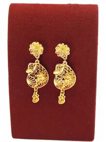 2pcs Nigerian Dubai Handcraft Wedding Dress Set, Fashionable Versatile Wedding Jewelries, Ladies Hollow Moon Design Accessories, Copper Alloy, Vintage Style, Suitable For All Seasons, Everyday Wear And Gifts